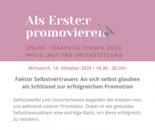 Veranstaltungsplakat: Online-Reihe zur Promotion - Teil 3 zum Thema Selbstvertrauen